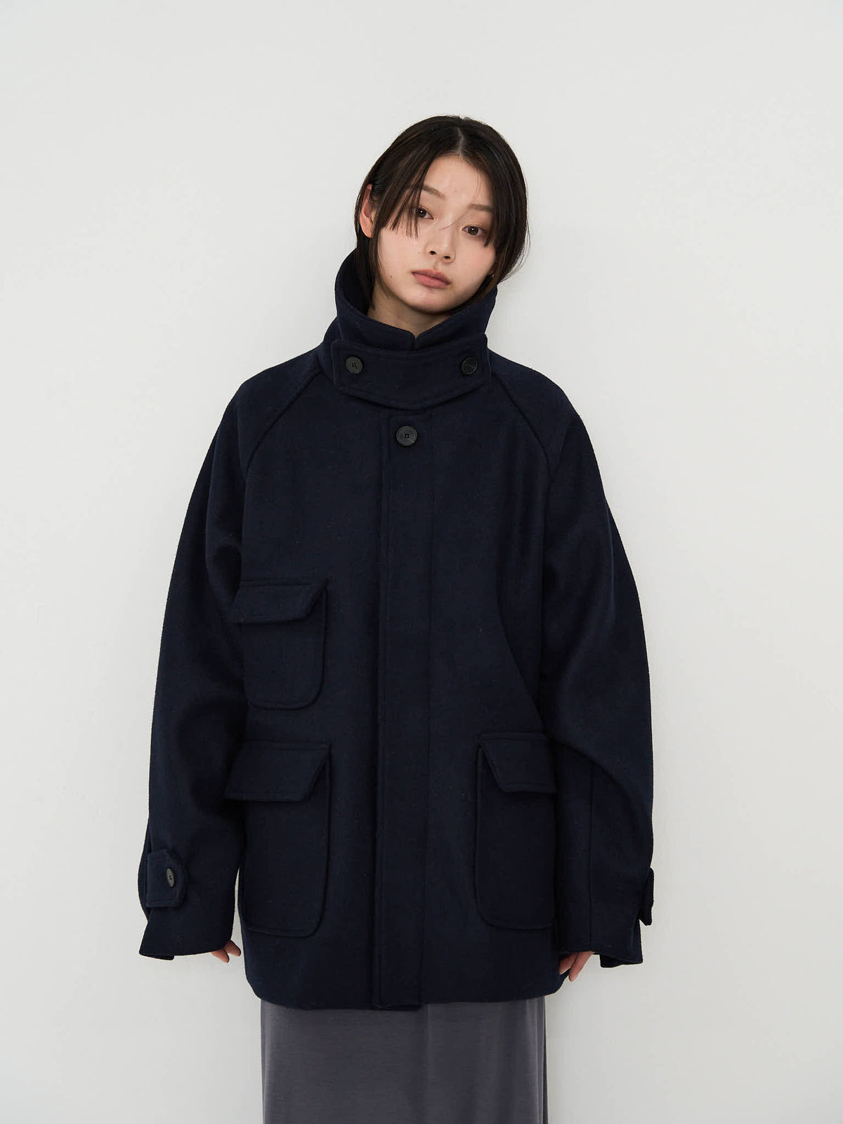 flap pocket wool coat