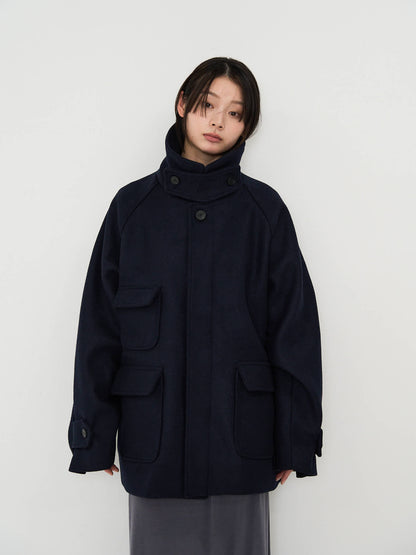 flap pocket wool coat