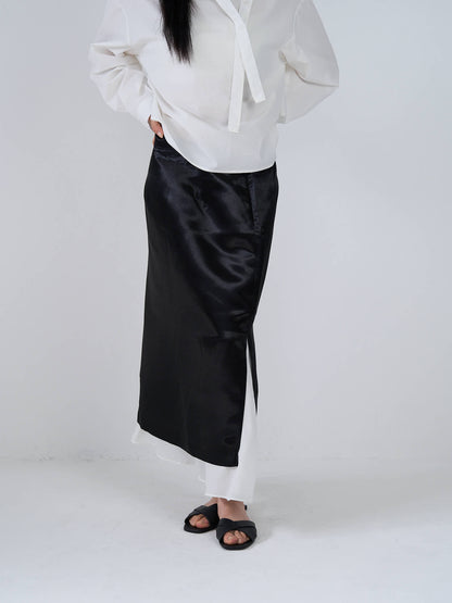 satin slit skirt