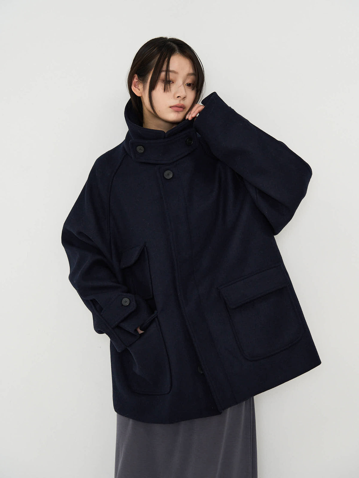 flap pocket wool coat