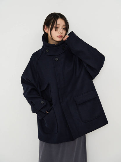 flap pocket wool coat