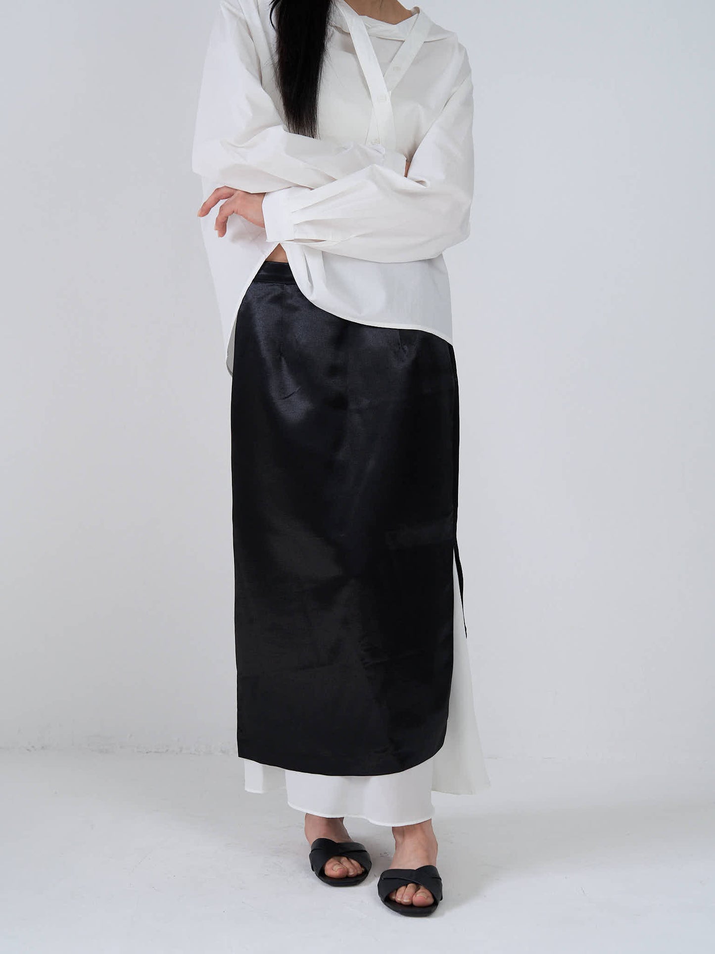 satin slit skirt