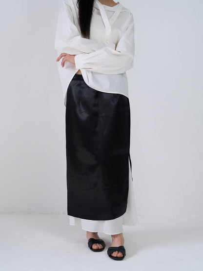 satin slit skirt