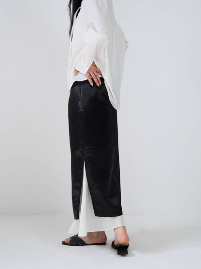satin slit skirt