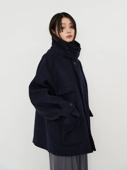 flap pocket wool coat