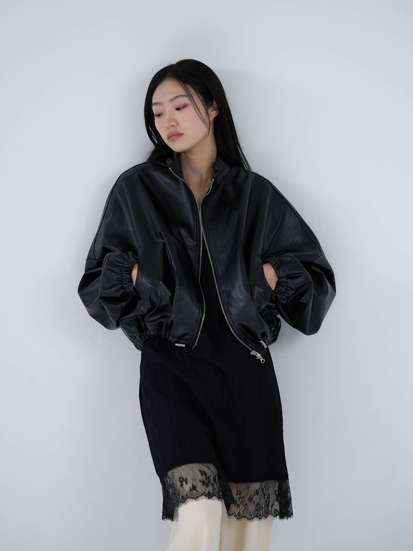leather zip jacket