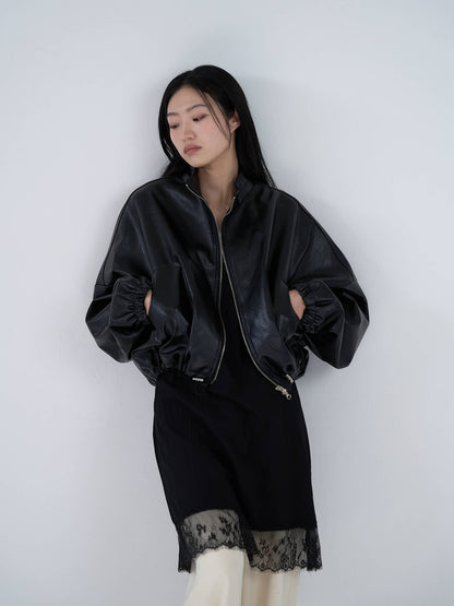 leather zip jacket