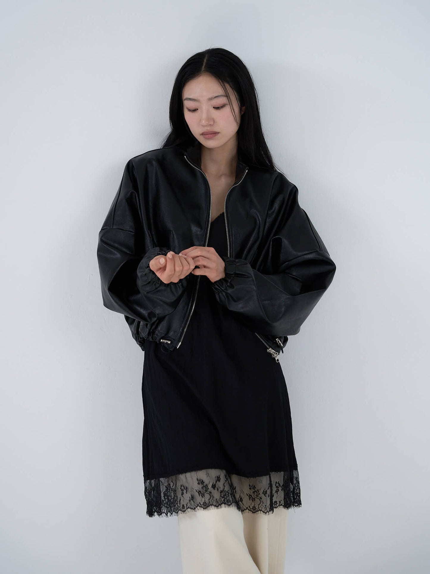 leather zip jacket