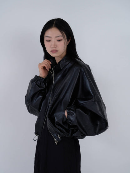 leather zip jacket