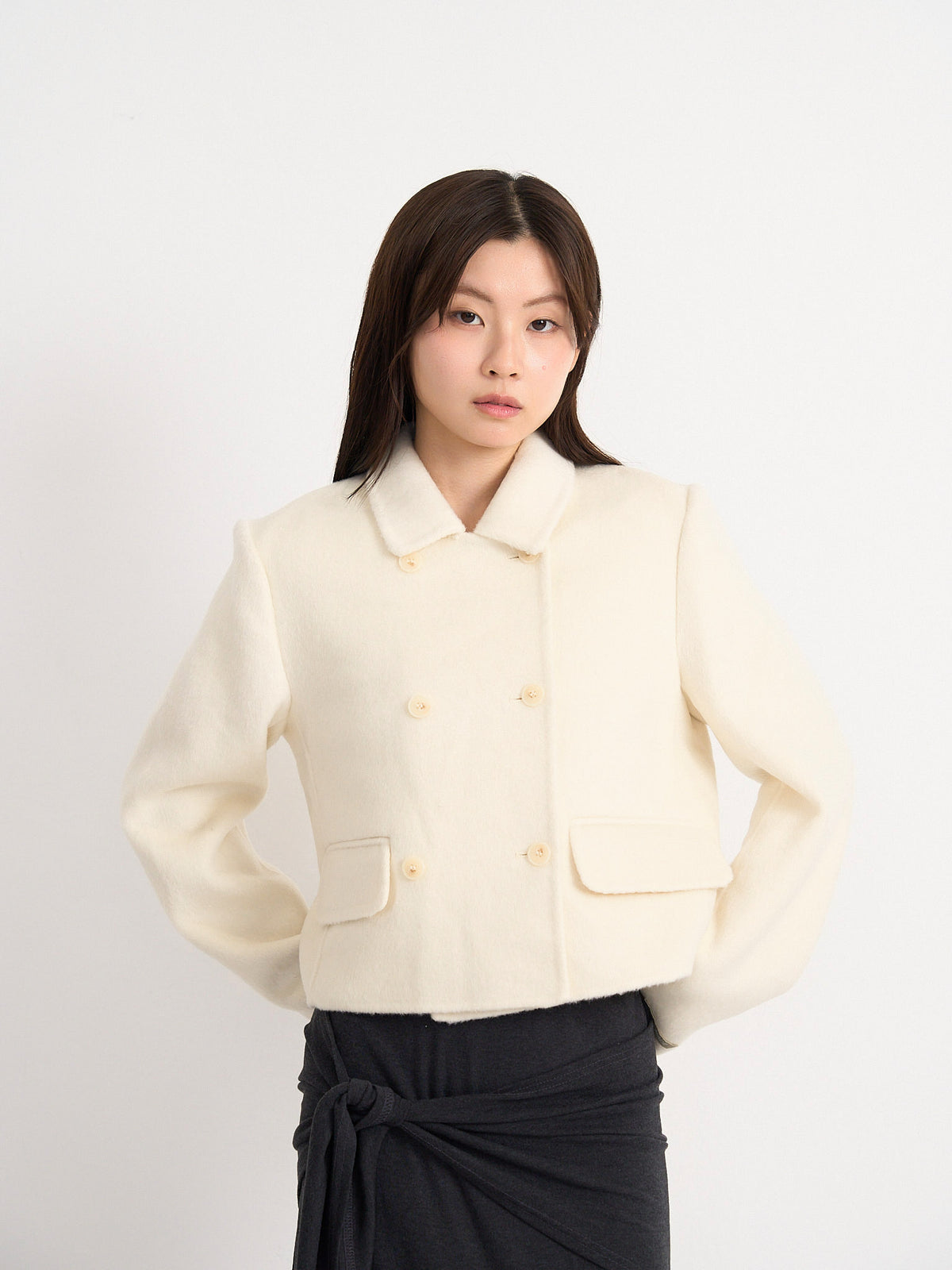 wool double mini jacket