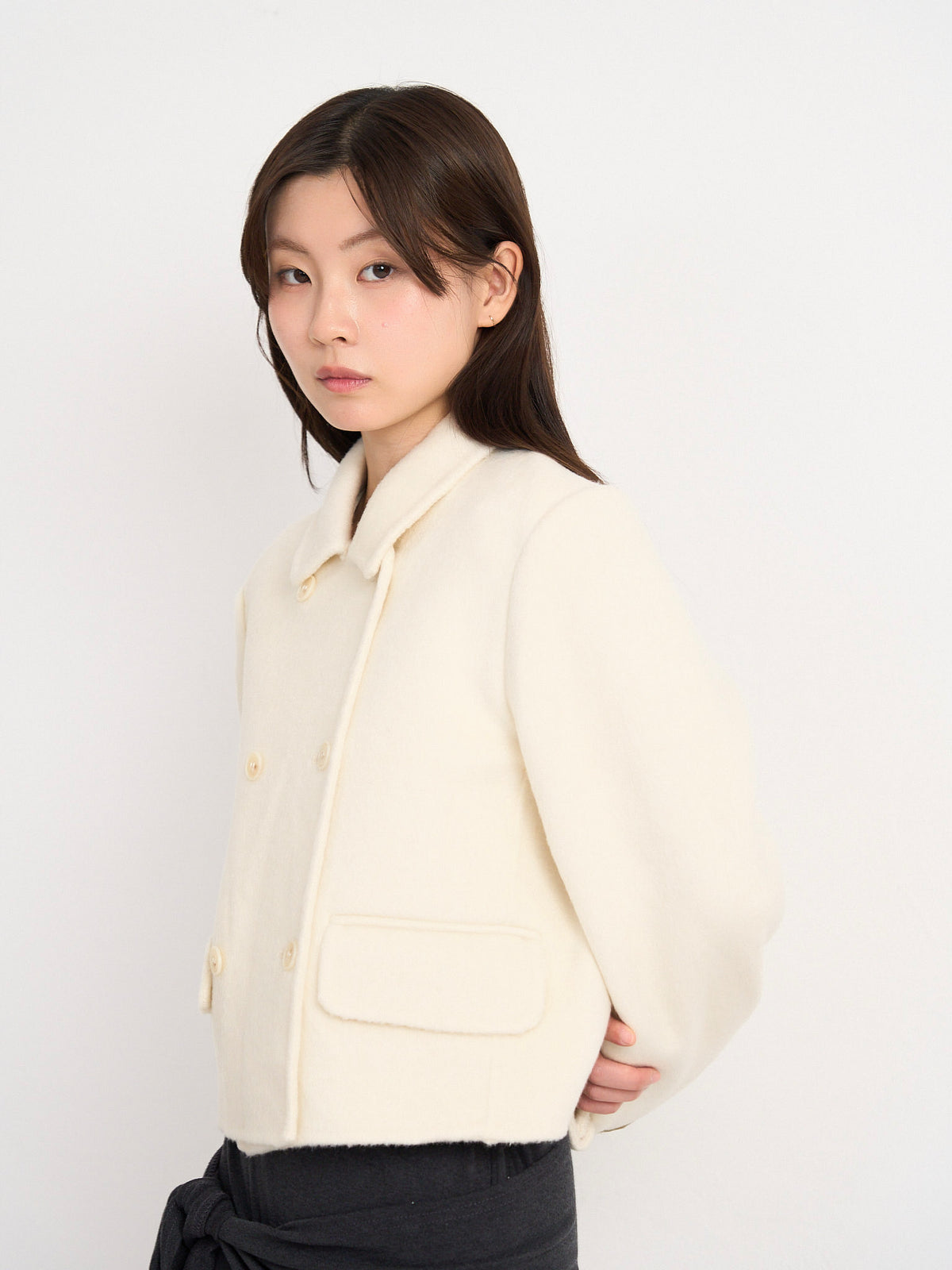 wool double mini jacket