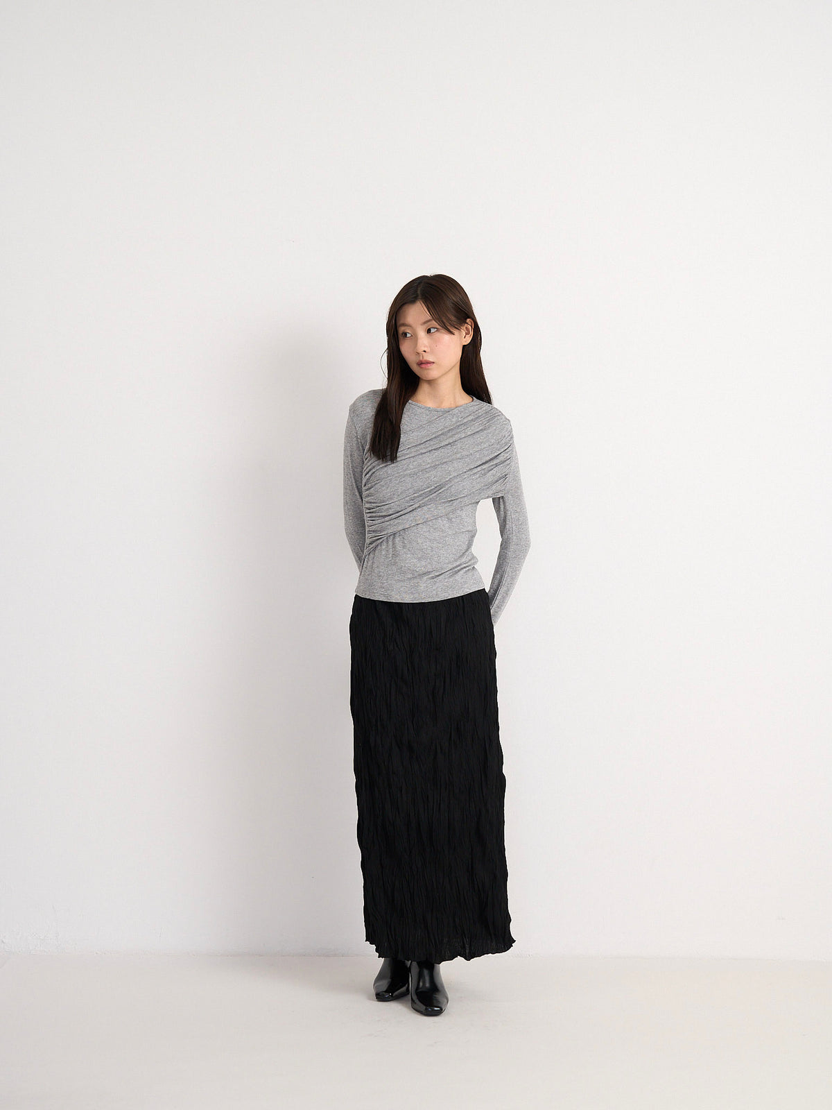 crinkle long skirt