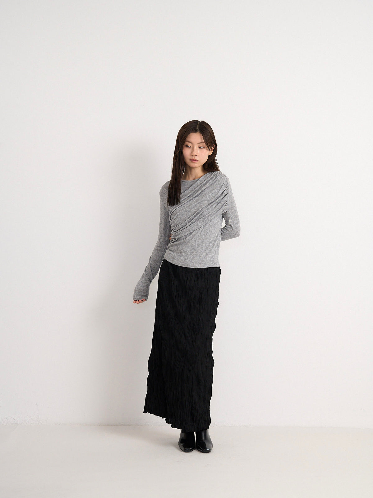 crinkle long skirt