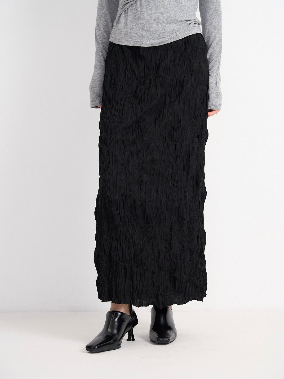 crinkle long skirt