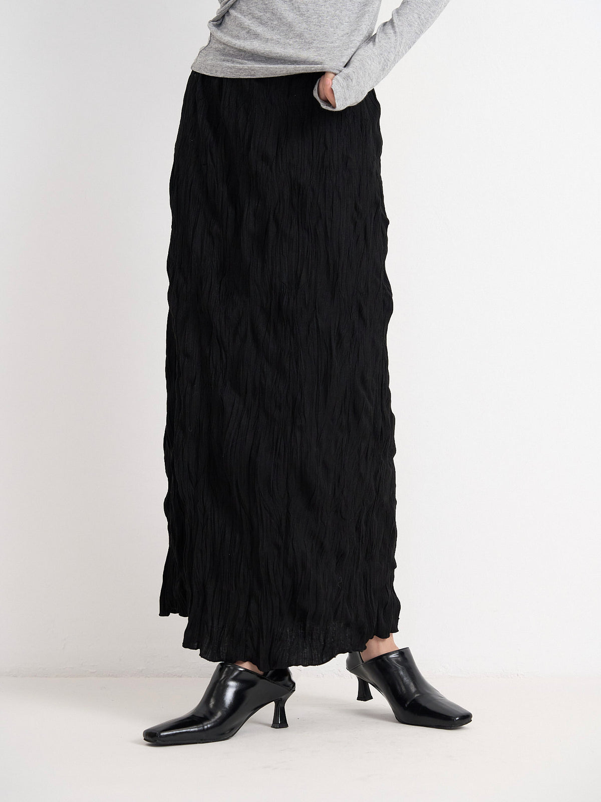 crinkle long skirt