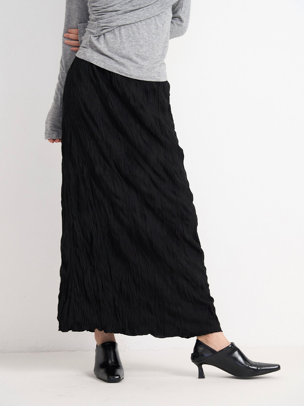 crinkle long skirt