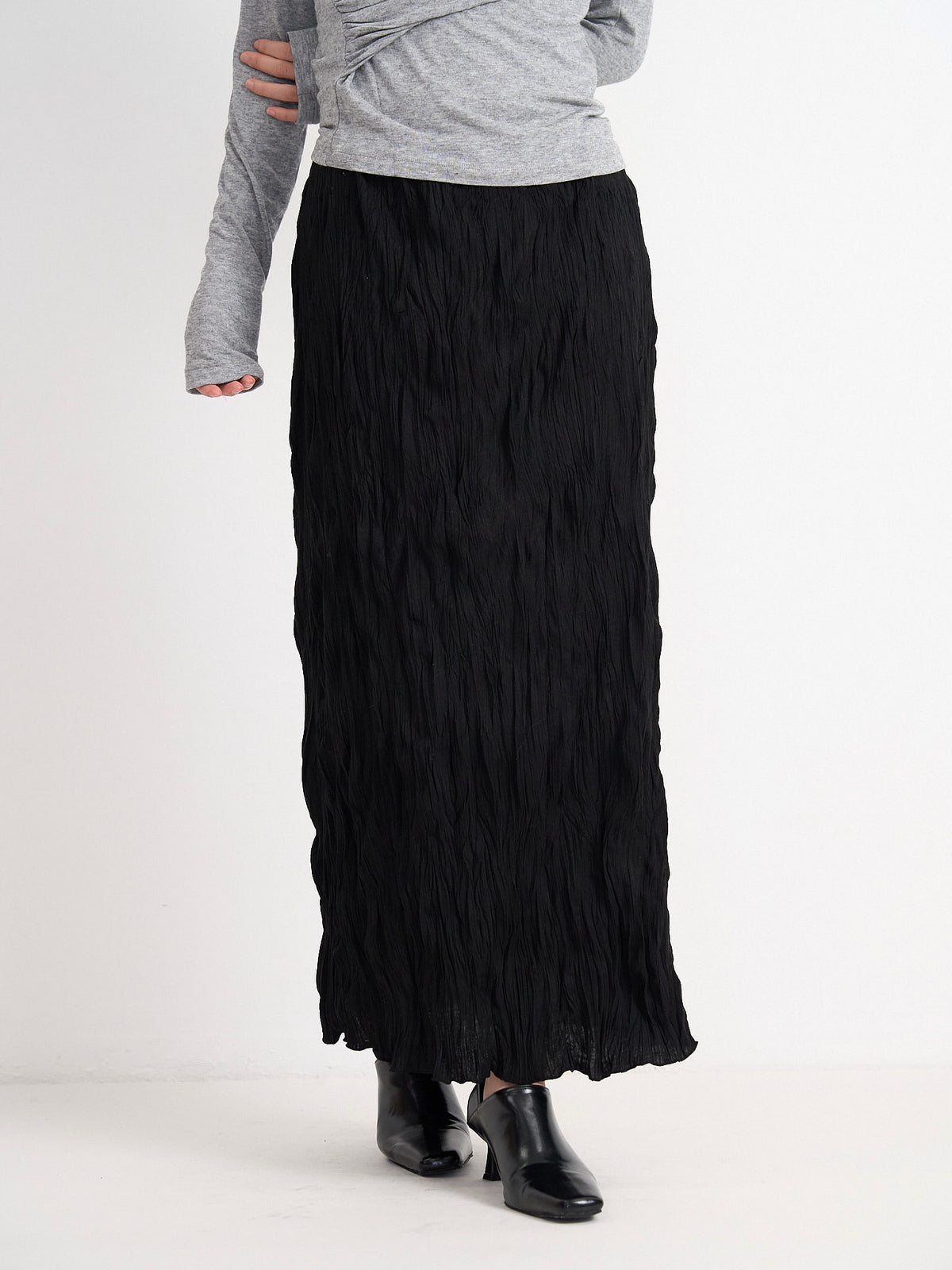 crinkle long skirt