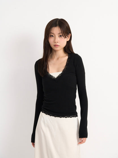 deep V lace top