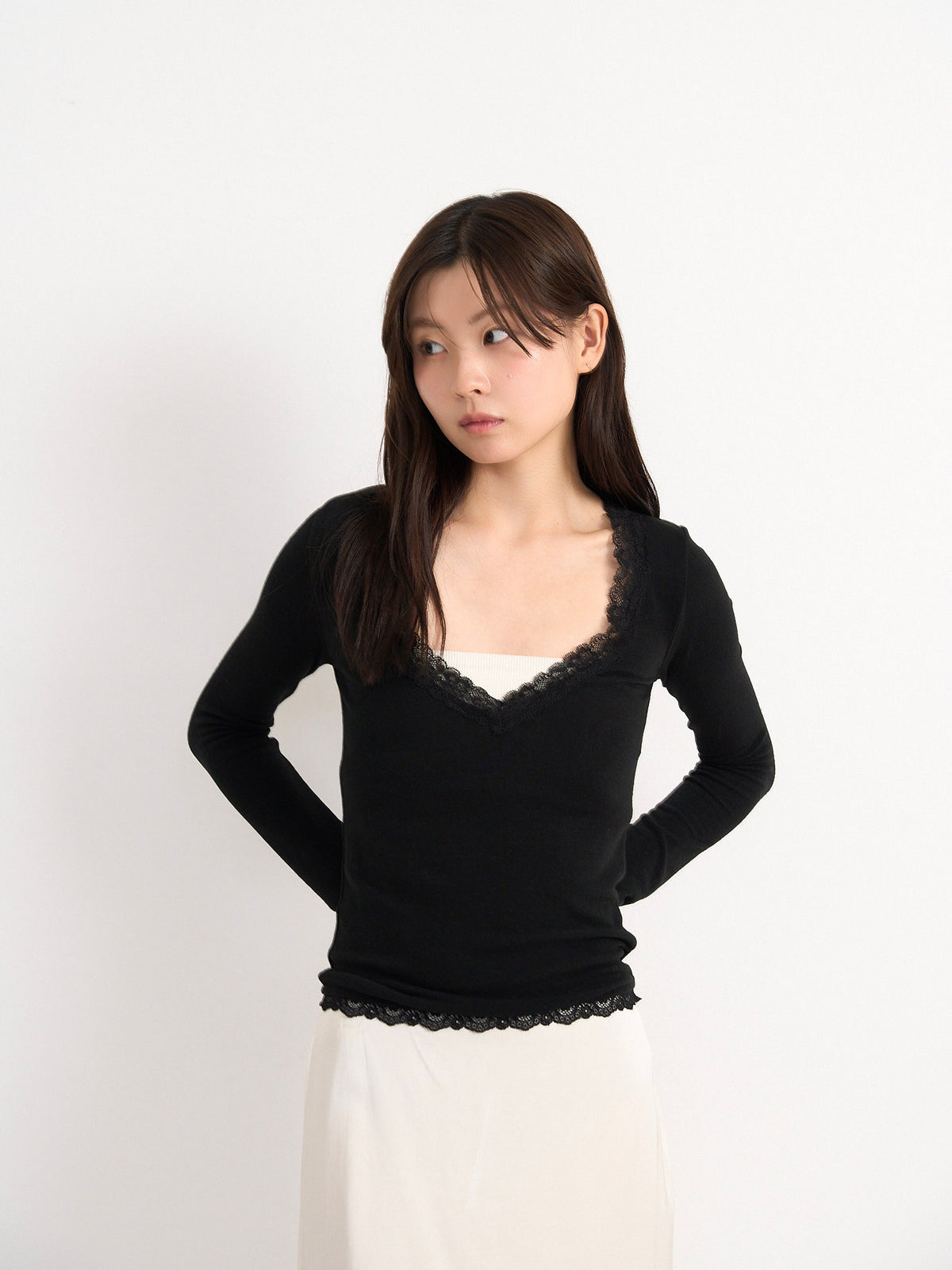 deep V lace top