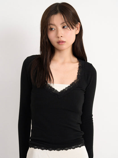 deep V lace top