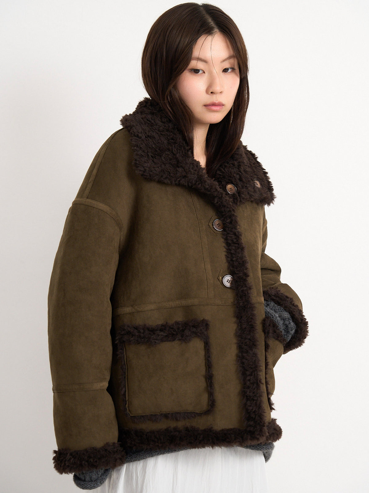 reversible mouton jacket