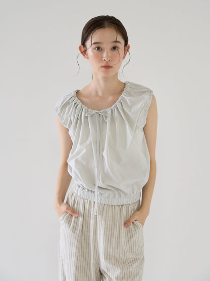 shirring sleeveless blouse