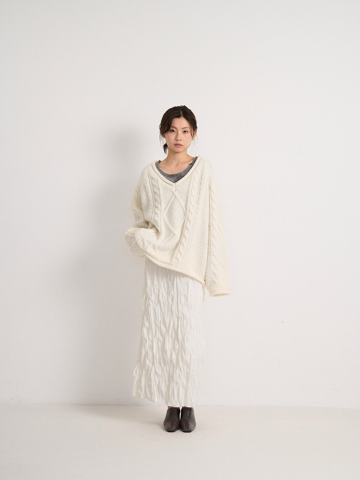 crinkle long skirt