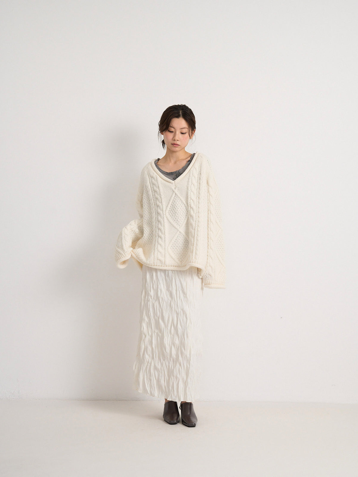crinkle long skirt