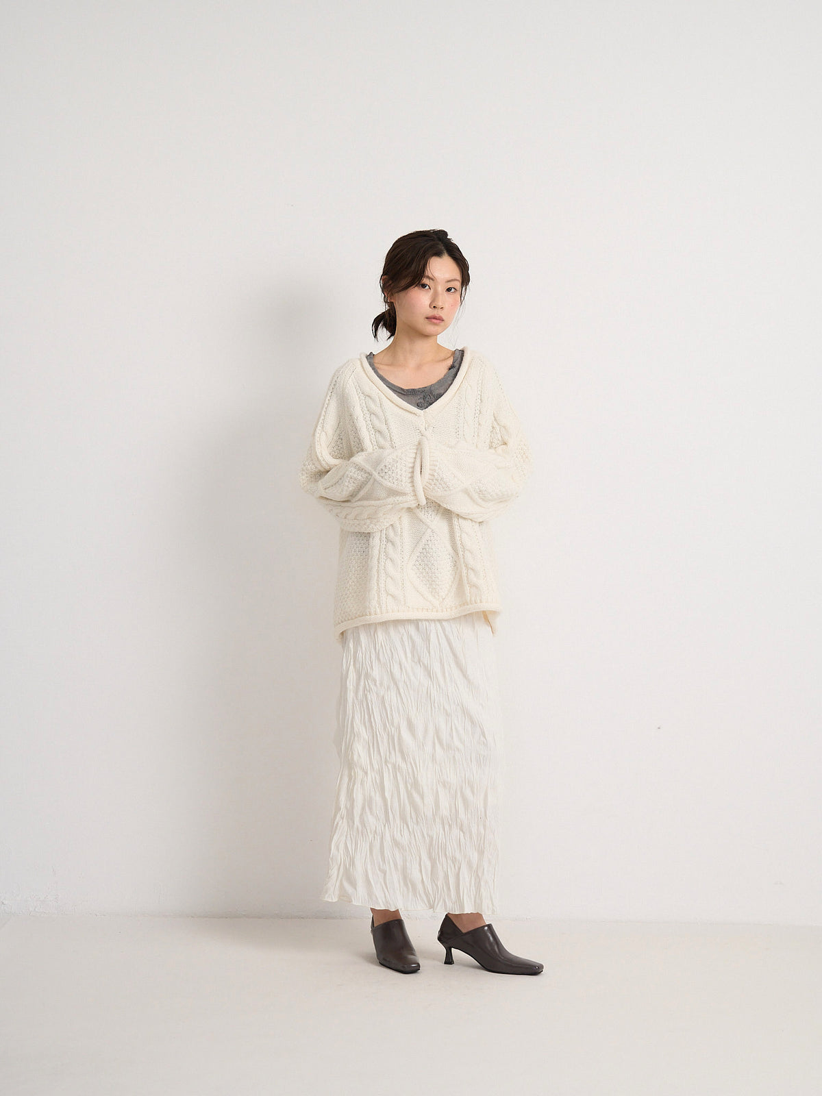 crinkle long skirt
