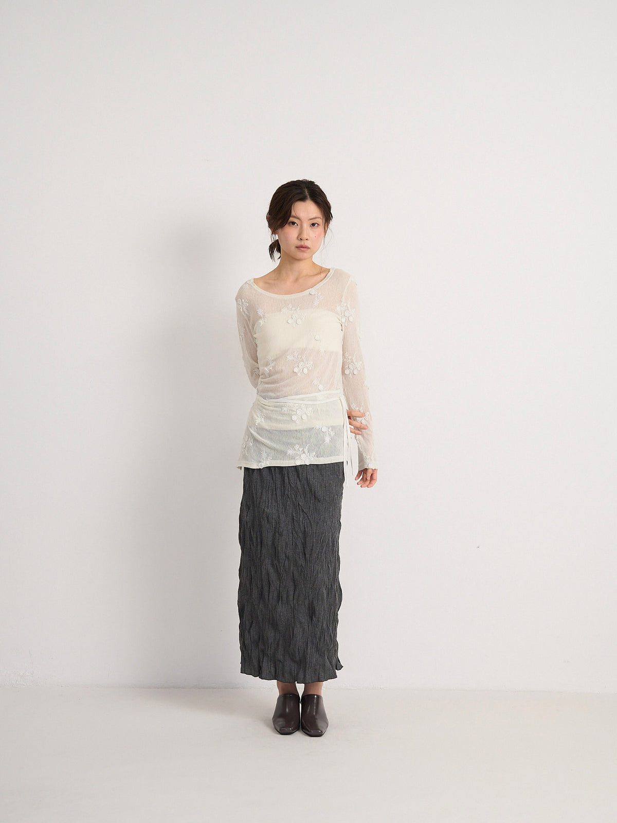 crinkle long skirt