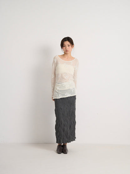 crinkle long skirt