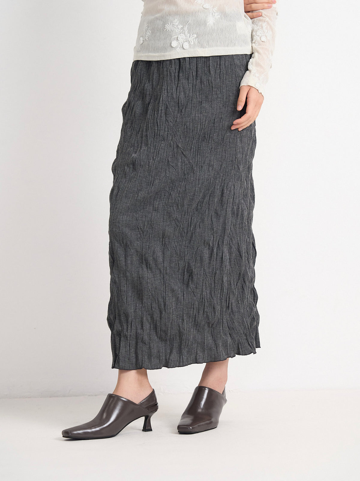 crinkle long skirt