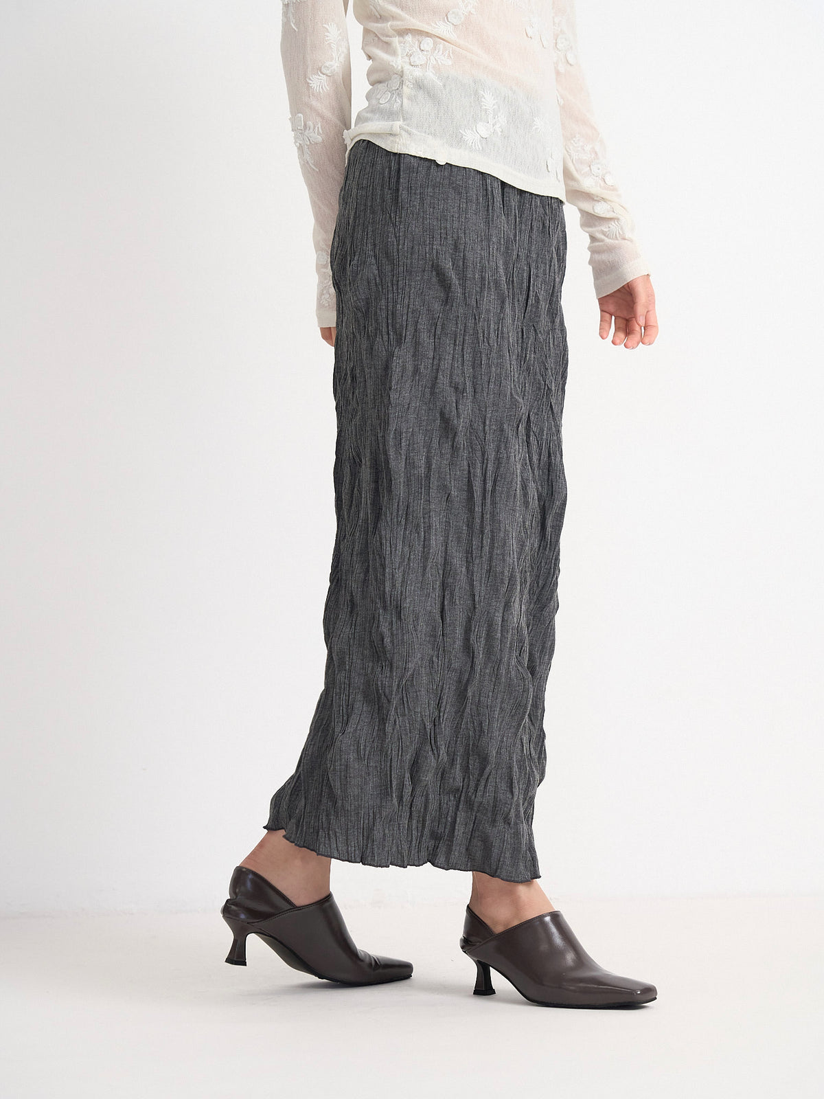 crinkle long skirt