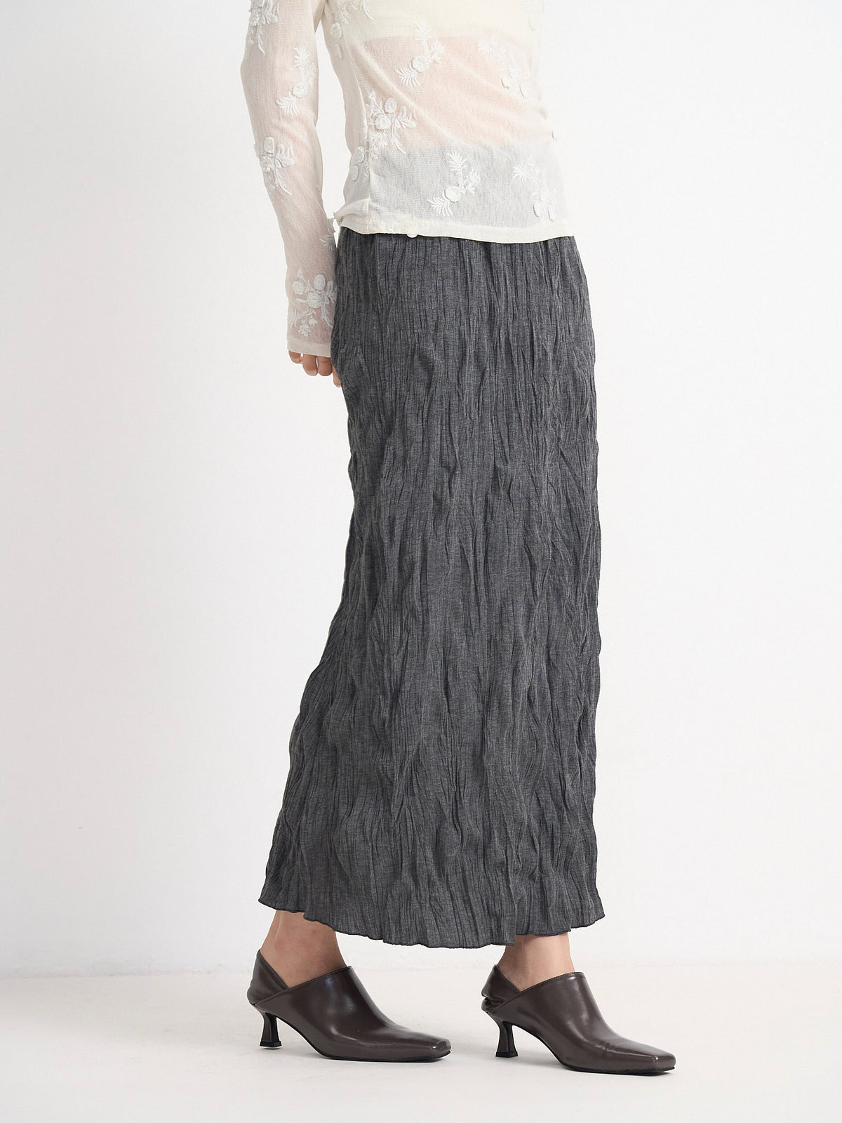 crinkle long skirt