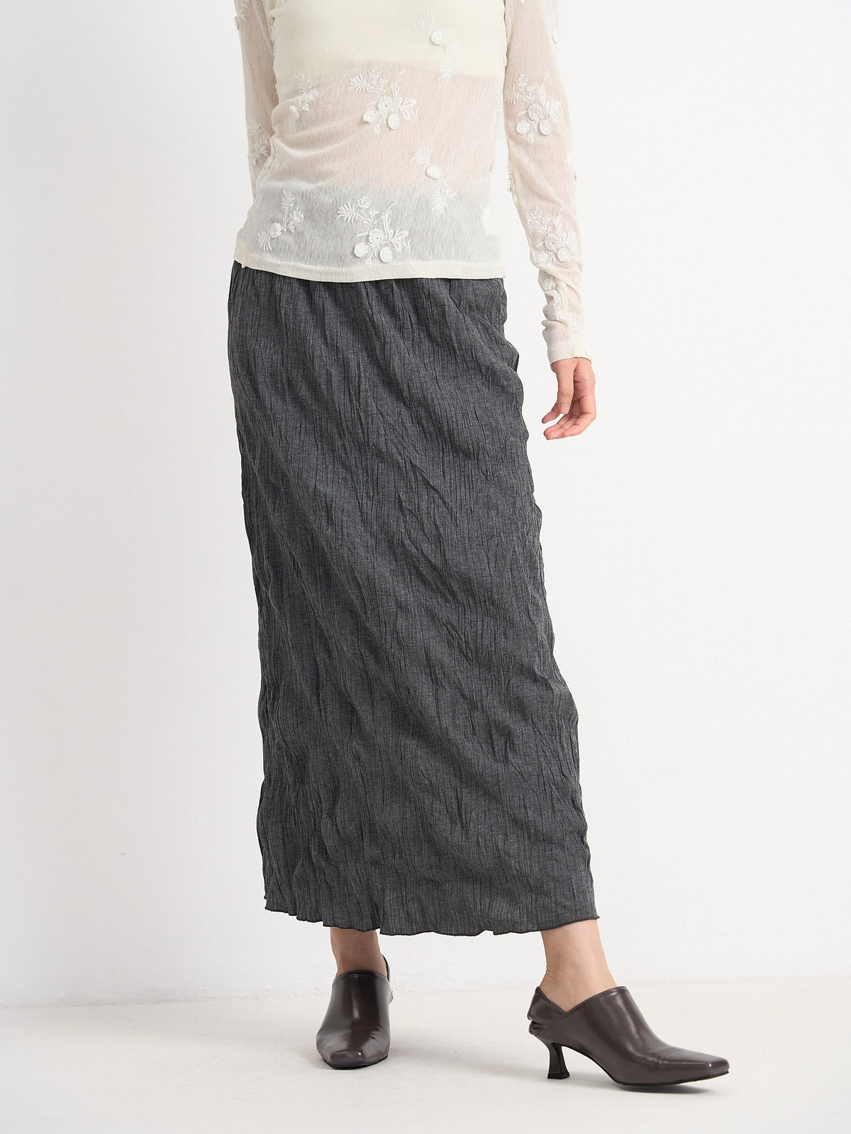 crinkle long skirt