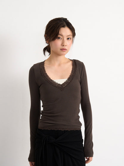 deep V lace top