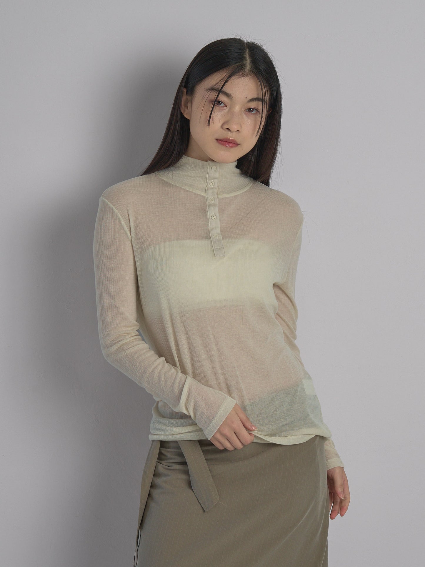rib high neck top