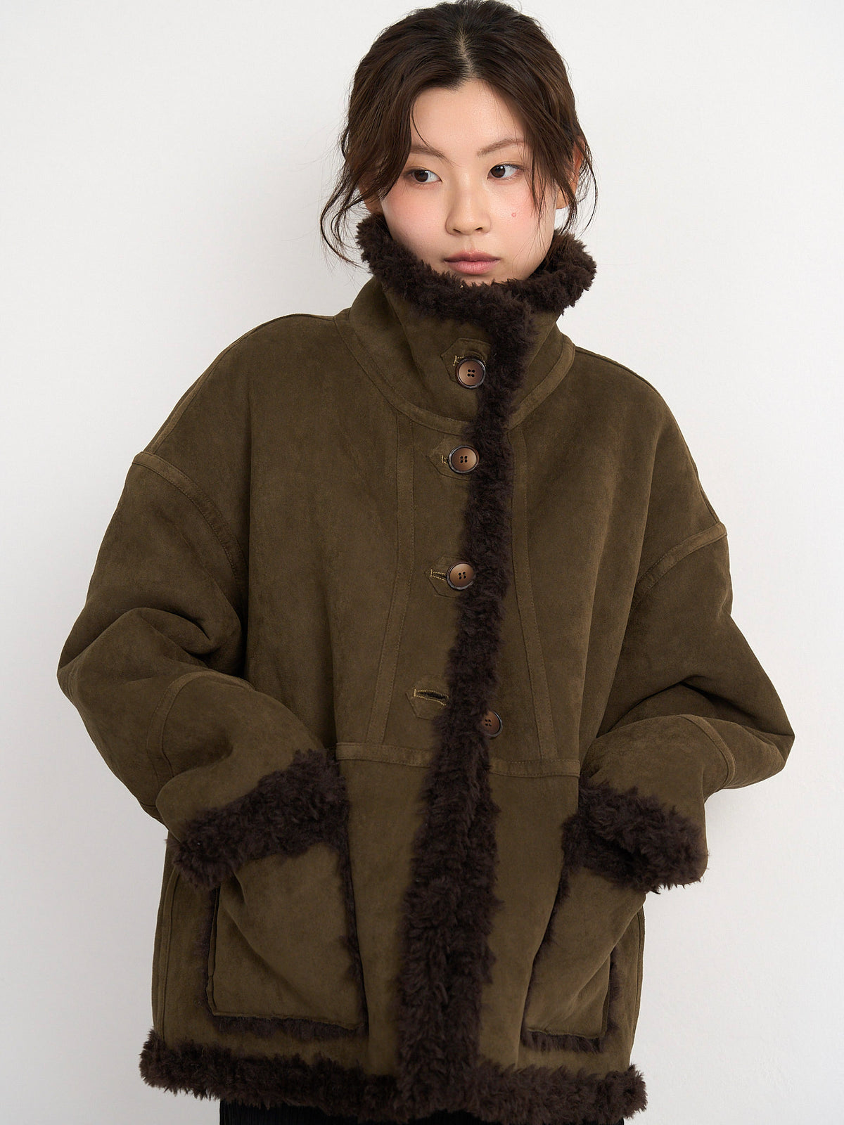reversible mouton jacket
