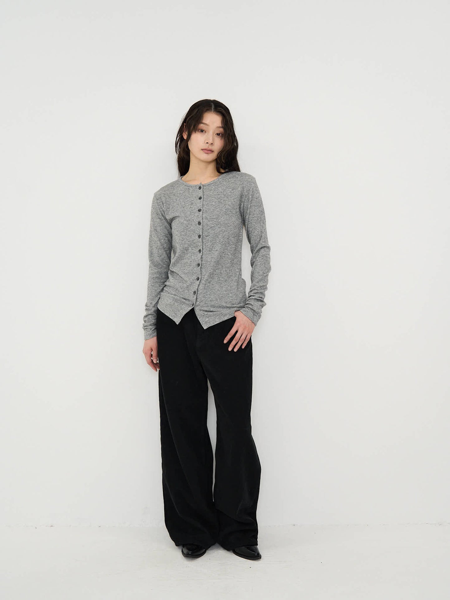 minimal button cardigan