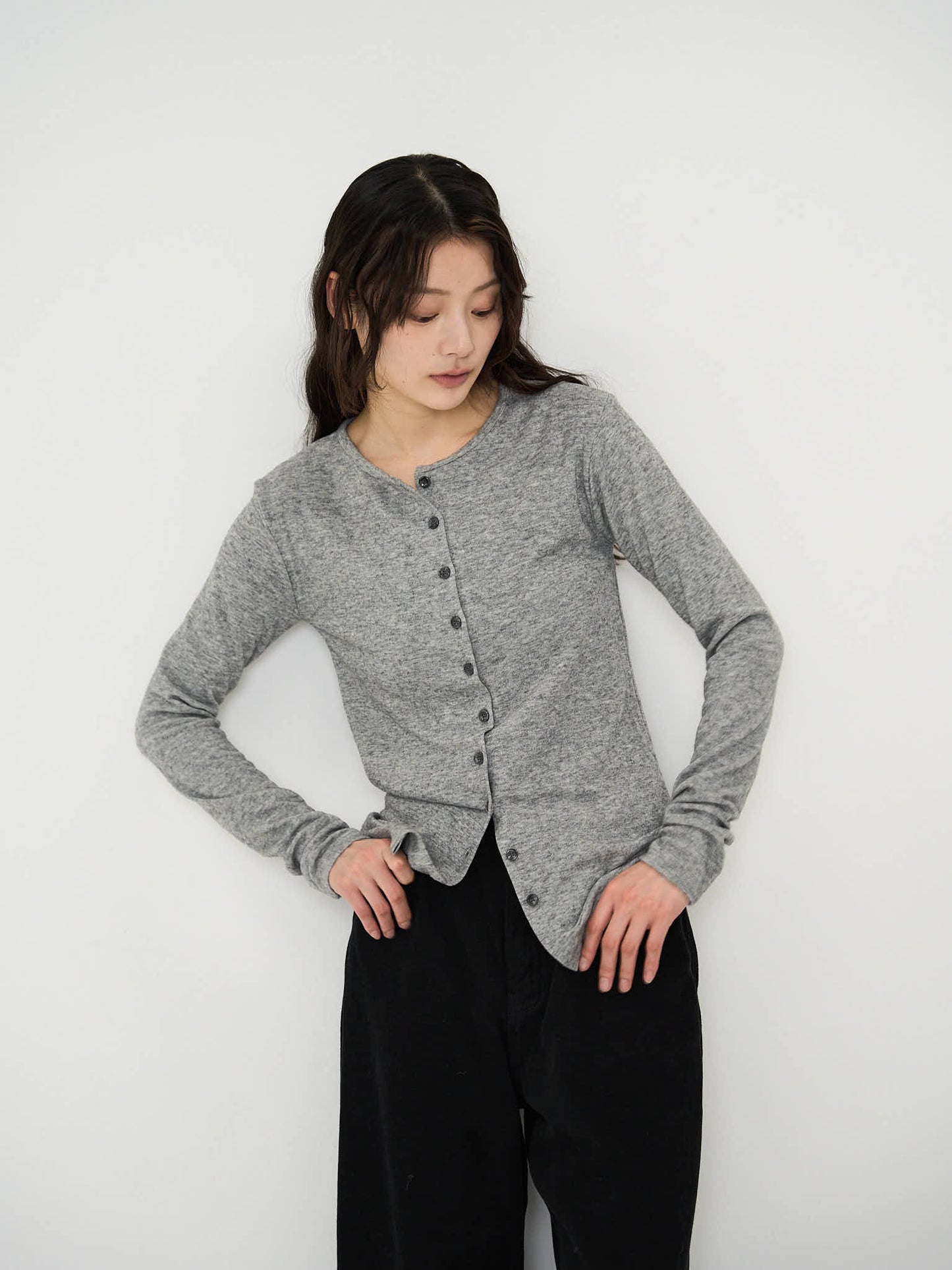 minimal button cardigan