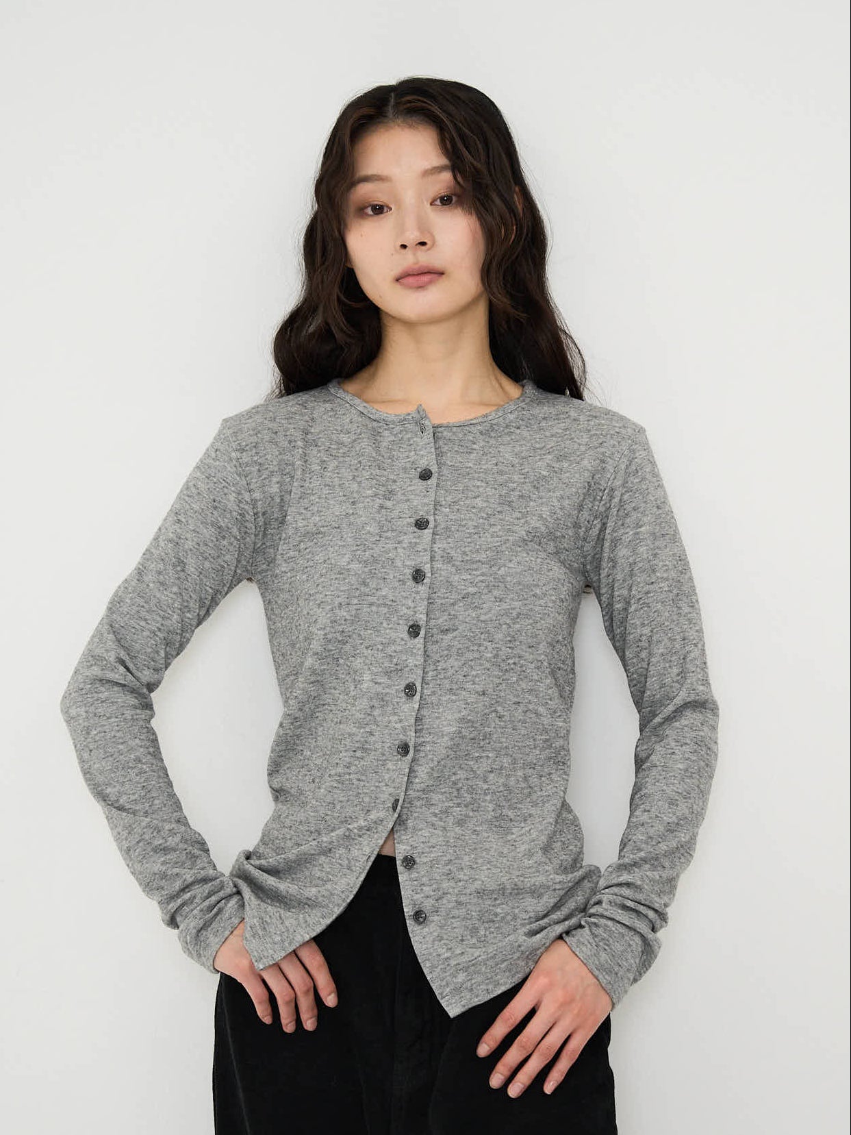 minimal button cardigan