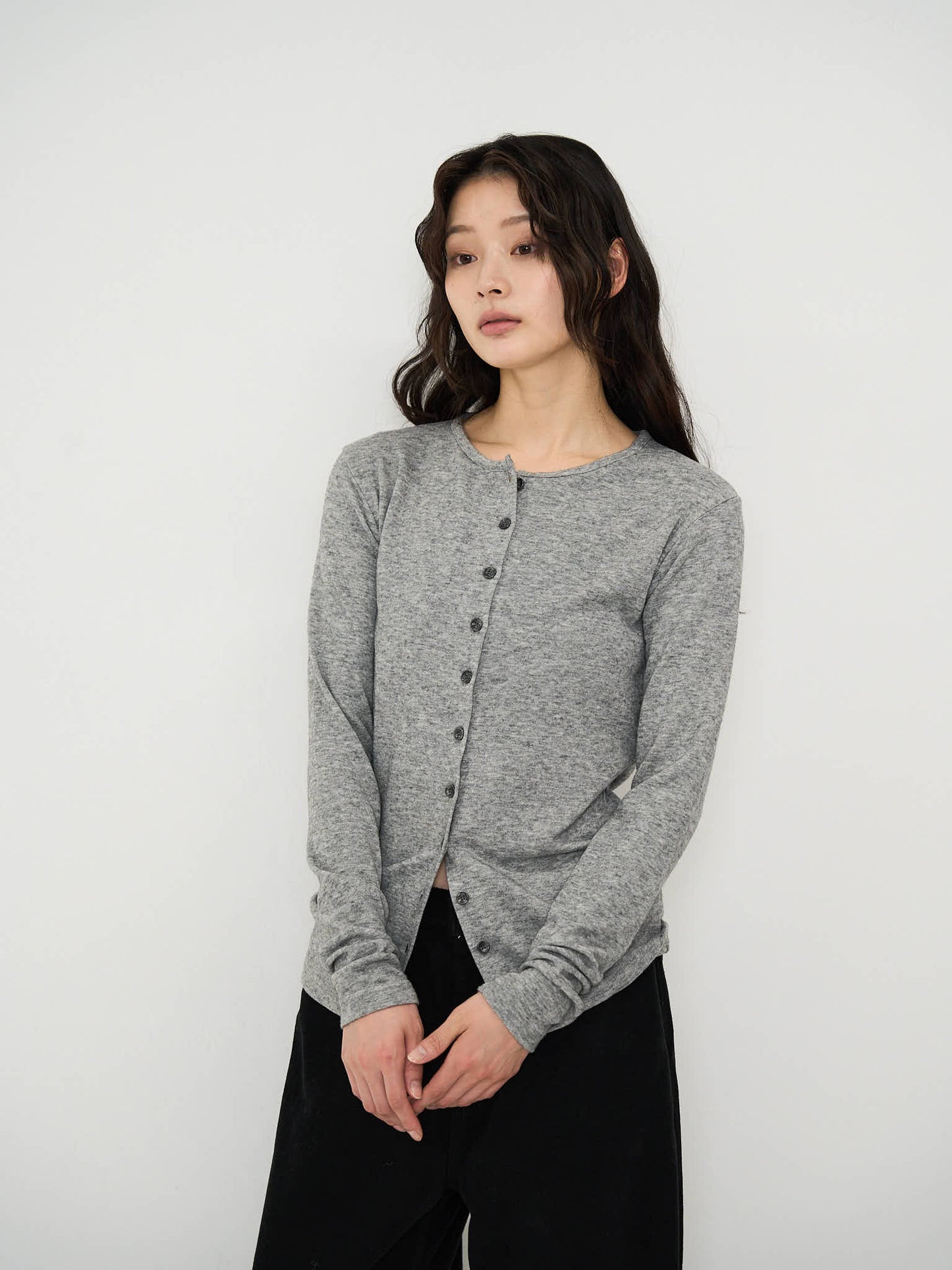 minimal button cardigan
