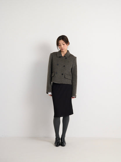 wool double mini jacket