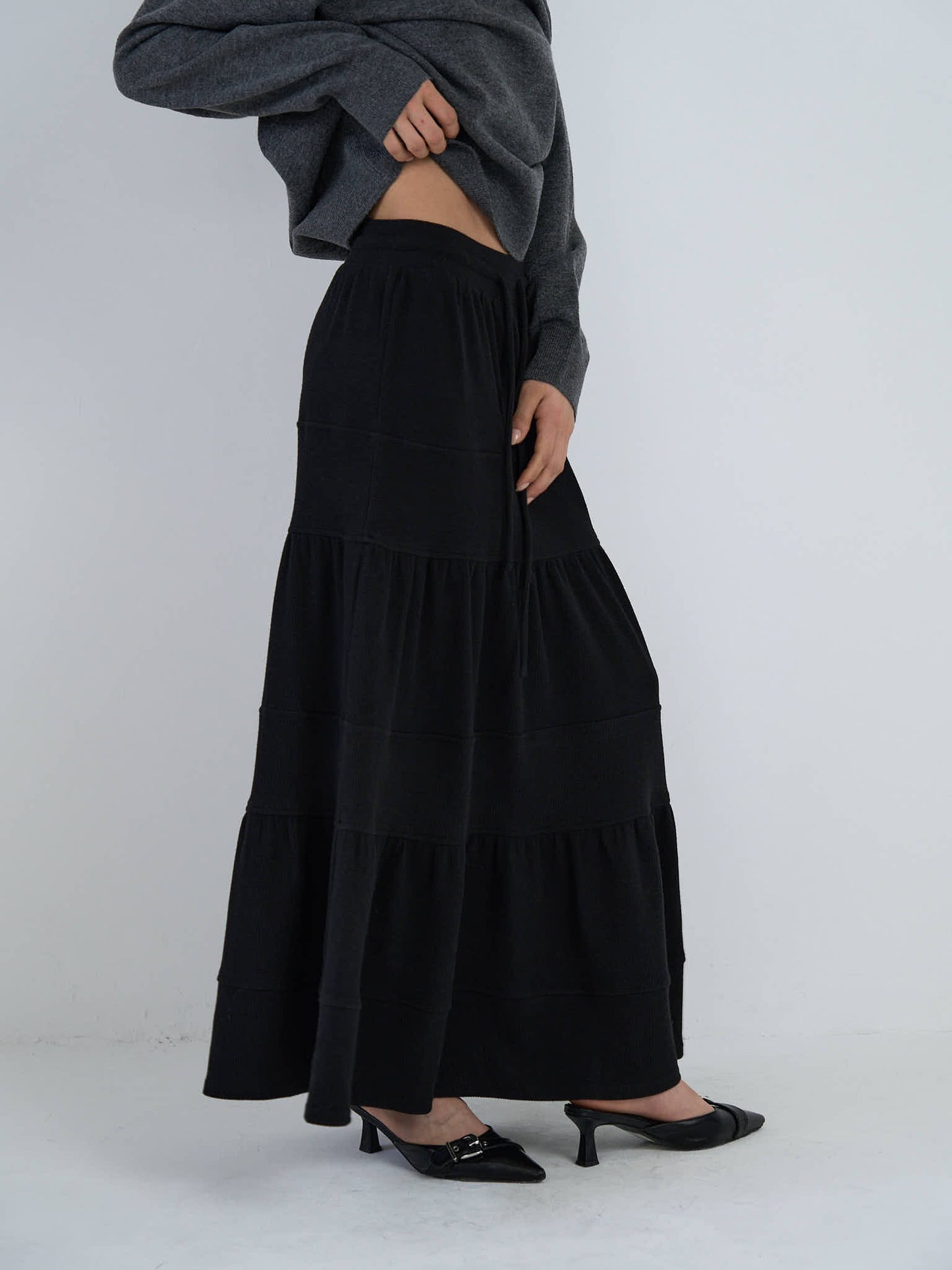 tiered maxi skirt