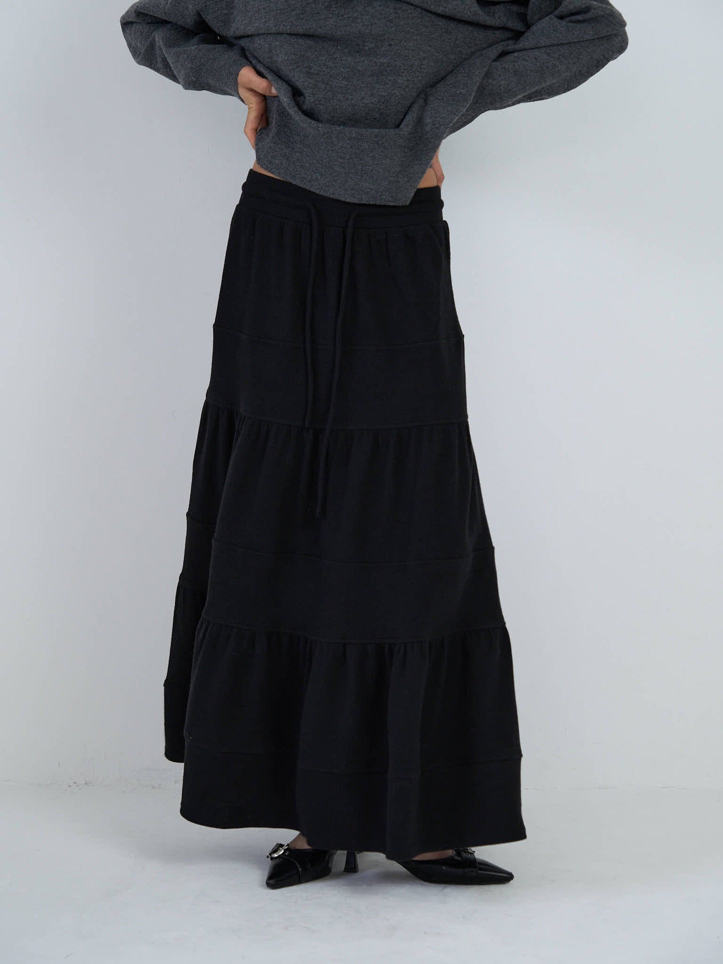 tiered maxi skirt