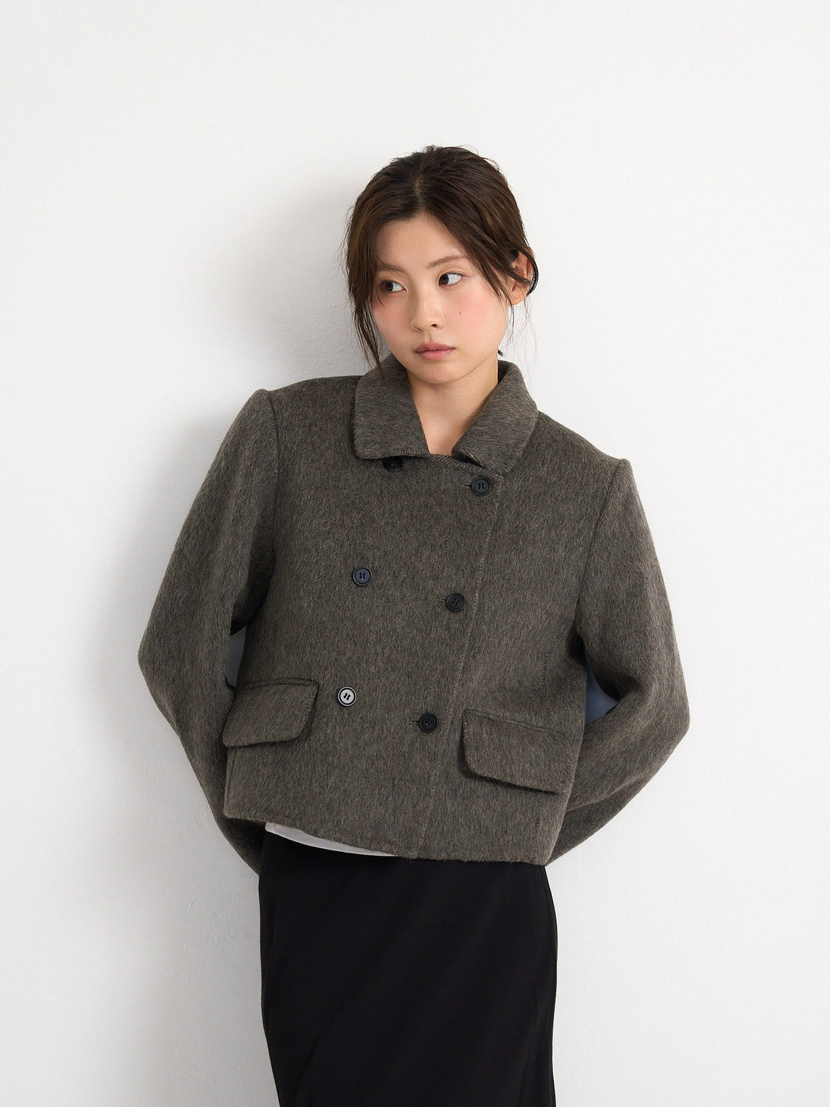 wool double mini jacket