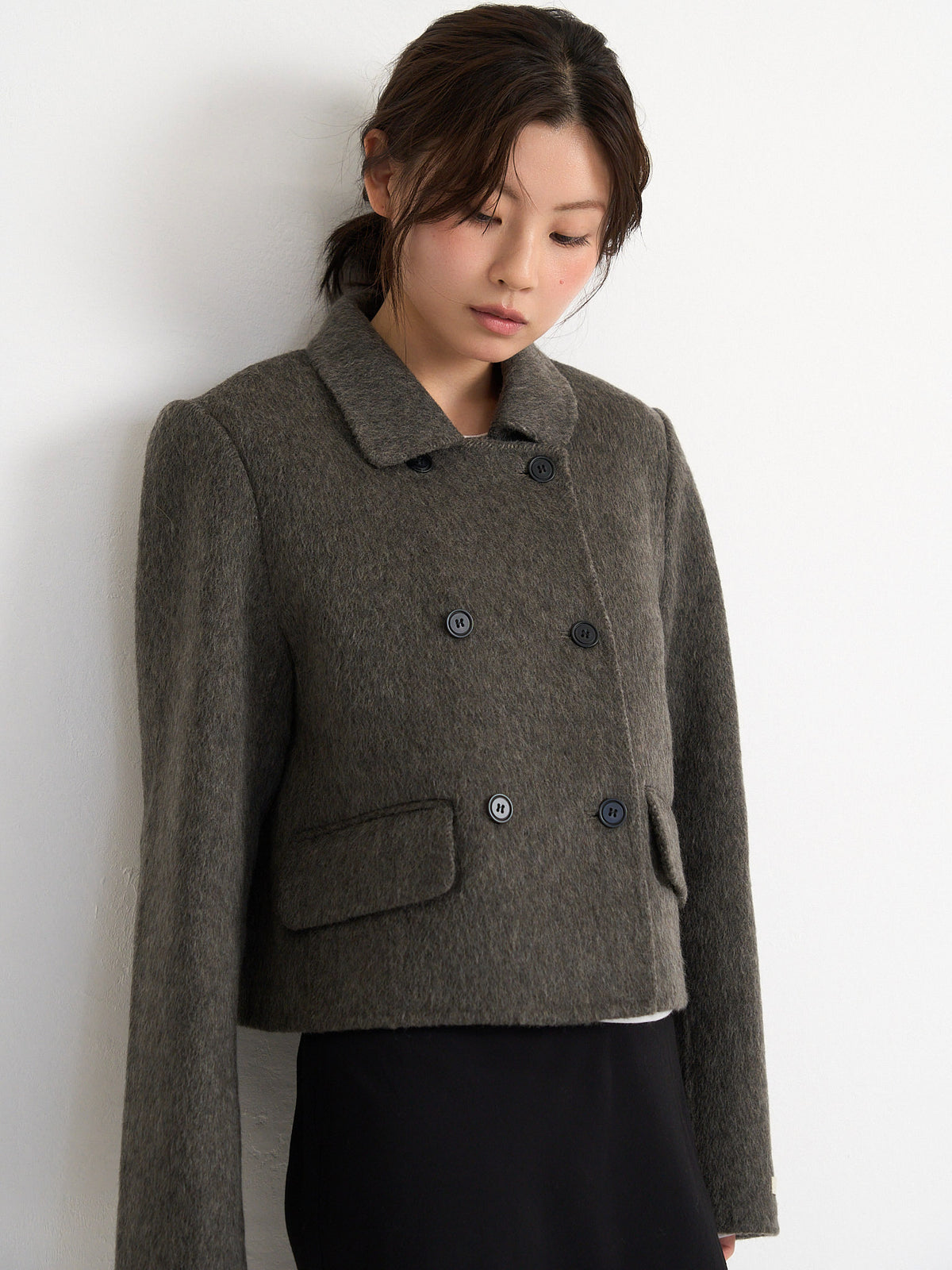 wool double mini jacket