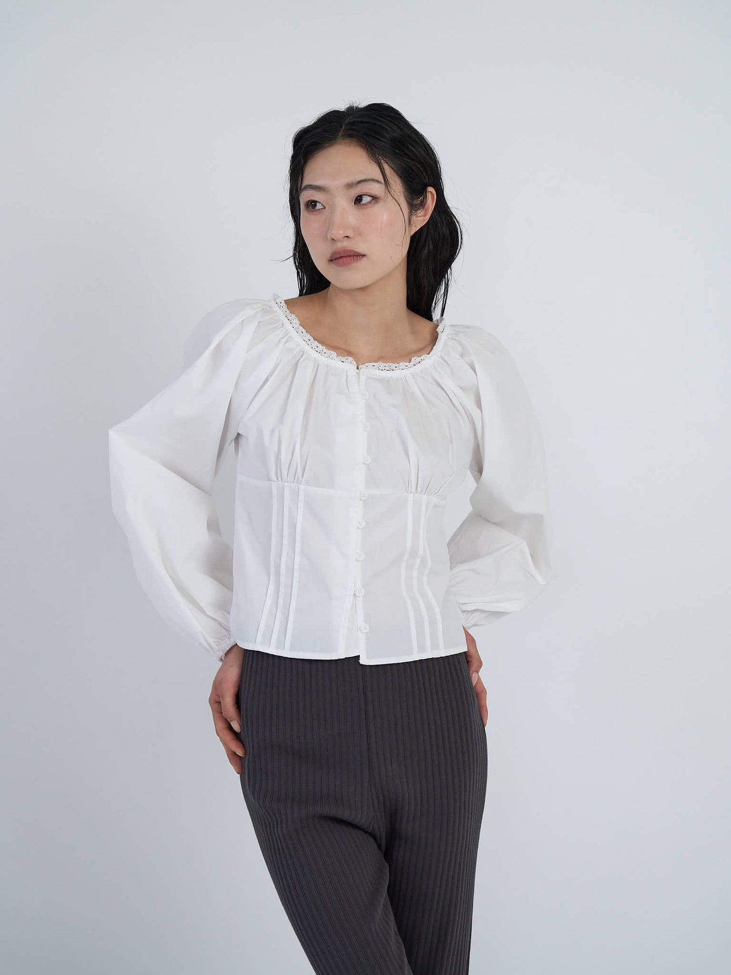 lace button blouse