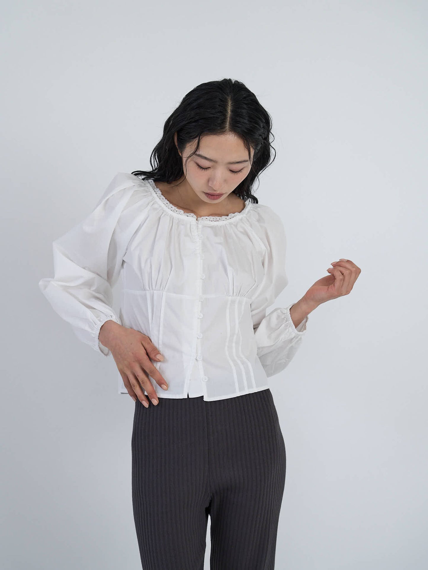 lace button blouse