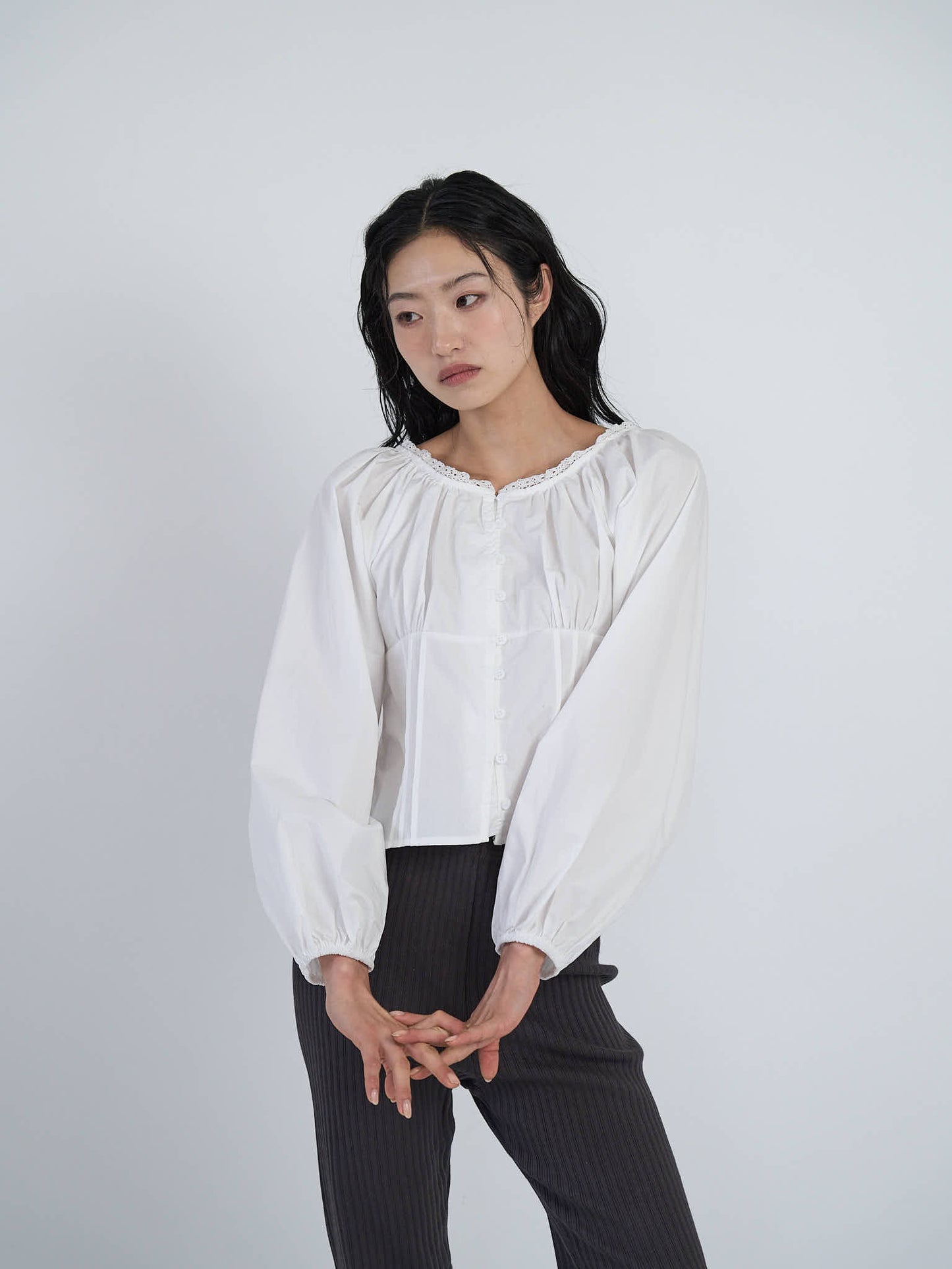 lace button blouse